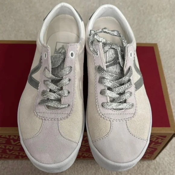 Vans Women's White and Silver Sneakers - Picture 2 of 9